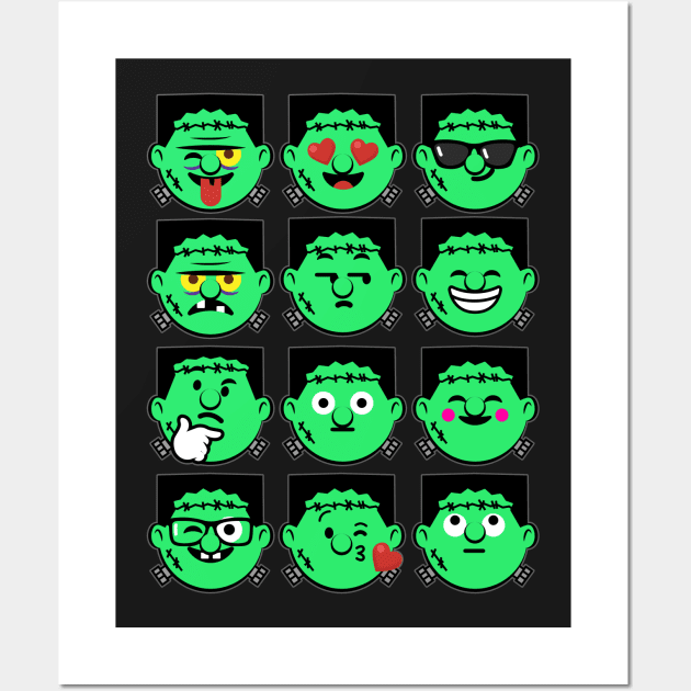 Emoji Faces Frankenstein Wall Art by vo_maria